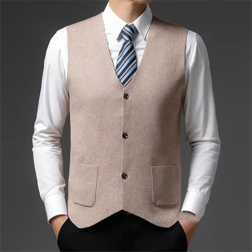 Yeuyyben Men's Autumn And Winter Solid Color Sweater Vest Thick Warm Single Breasted Cardigan Vest Sleeveless Top2