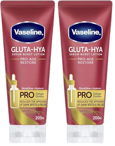 Vaseline Gluta-Hya Serum Burst Pro-Age Restore Body Lotion 200 mL (Pack of 2)