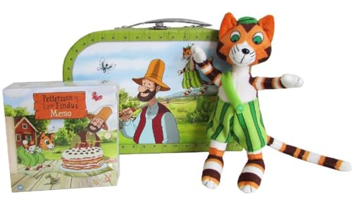Geschenkset Pettersson und Findus -Spielzeugkoffer/Reisekoffer/Kinderkoffer, Plüschtier, Memo-Spiel