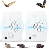2Pack Upgraded Rechargeable Bat Repellent for Attic, Ultrasonic Bat Deterrent Devices Can be Used Outdoor&Indoor, Friendly to Human & Pet(White)