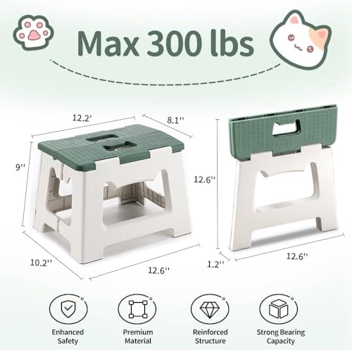 Image of Camping Stool, Portable Folding Stool with Carry Bag, 12in Portable Folding Chair 1.6Lbs Collapsible Camp Stool Outdoor Footstool for Travel Walking Hiking Fishing Picnic Barbecue (Olive)