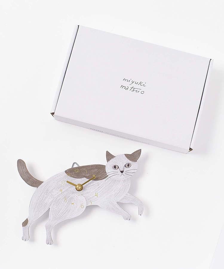 Amazon.co.jp: 松尾ミユキ 作家 ダイカット cat ネコ 猫 クロック