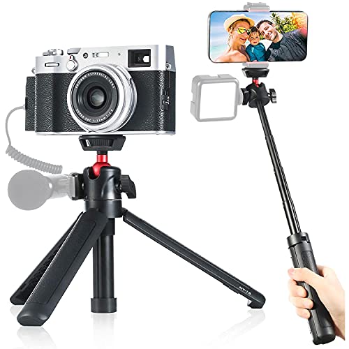 MT-16 Handy Stativ und Kamera Mini Stativ, Smartphone Selfie Stick, 4 Abschnitte,44 cm Länge, mit Panorama-Kugelkopf und…
