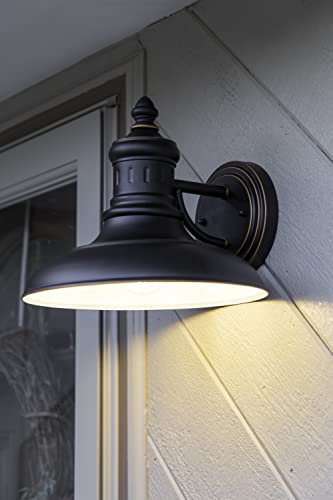 Image of Design House 516732 Monterey Industrial Modern 1-Light Indoor /Outdoor Wall Mount with Metal Shade for Porch Entryway Barn, Oil Rubbed Bronze