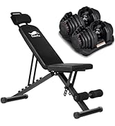 Amazon | CuteeFox 商品 トレーニングベンチ＋可変式 ダンベル 24kg 