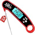 Meat Thermometer Digital – Instant Read Food Thermometer for Grilling, BBQ, Air Fryer, Smoker, Candy Making with Foldable Probe, Kitchen Gadgets, BBQ Essentials, Gift for Mom, Dad, Men, Women, Red