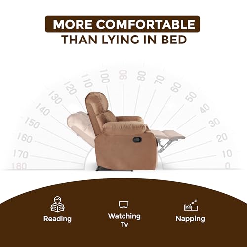 Image of Little NAP Helios Soft Suede Fabric Three Manual Standard Recliner | Padded 3 Seater Aaram Sofa | Relaxing Chair for Home Office Living Bed Room | Brown