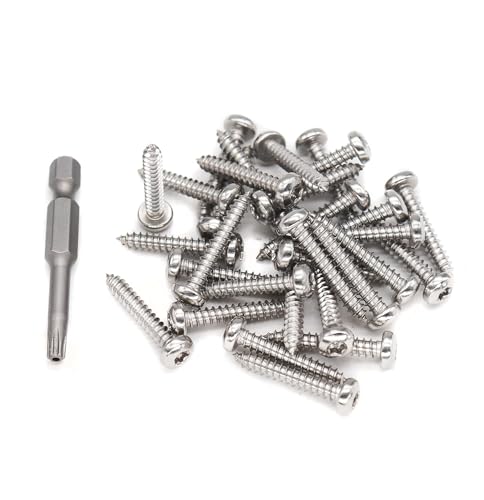 Binifimux CF-1100 30Pcs T25#10 1-1/2 Inch Length Torx Pin In Head Security Sheet Metal Screws 304 Stainless Steel cover