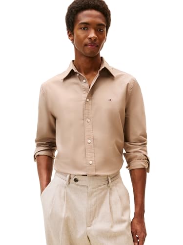 Image of Tommy Hilfiger Men's Long Sleeve Oxford Shirts in Regular Fit, Men's Button Down Shirts, Also Available in Big and Tall