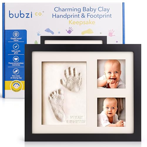 Image of Baby Footprint Kit, Baby Foot and Hand Print Kit, Keepsake Frame, Nursery Pictures Frames, Hand Print Mold Kit, New Mom Gifts, Baby Newborn Essentials Must Haves, Baby Shower Gifts (Jet Black)