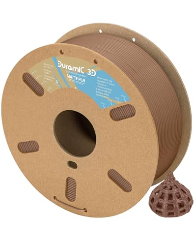 Image of DURAMIC 3D Matte PLA Filament 1.75mm Chocolate Brown, 1kg Cardboard Spool Matte Finish 3D Printer Filament PLA 1.75mm Dimensional Accuracy 99% + /- 0.03 mm, Printing with FDM 3D Printer