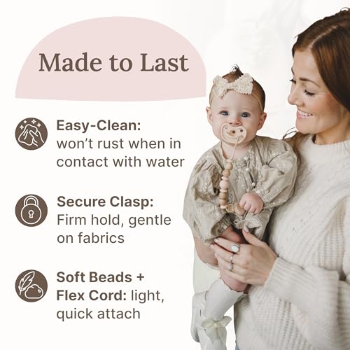Image of Silicone Pacifier Clip - Metal-Free Design, Lightweight Pacifier Holder for Everyday Use - Beige - Mila & Lulu | Metal-Free and Rust-Free