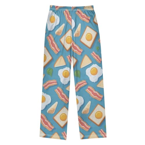 Boys Pajama Pants Fried Eggs Toast Bacon Pajama Jogger Sleep Pants Lounge Pants M2