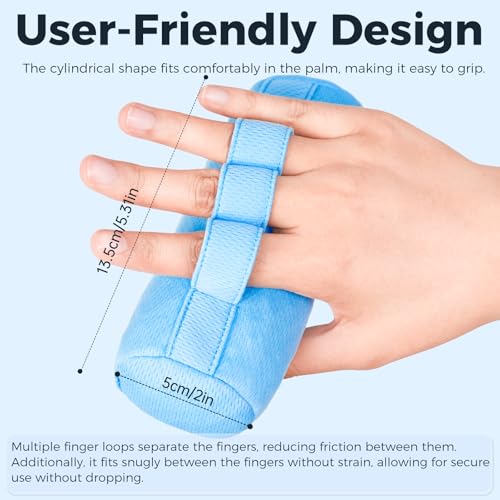 Palm Grips, Hand Contracture Cushions, Finger Grips, Finger Splitter, Palm Protector for Hand Contracture, Grip Strengthener Pad, Stress Relief, for Elderly Care, Washable, Blue, S, 1 Pcs