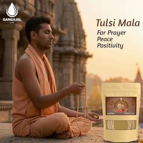Image of VRINDAVAN Original Tulsi Kanthi Mala - Pack of 2 - Unisex Adult Jaap Chanting Mala from Vrindavan Dham
