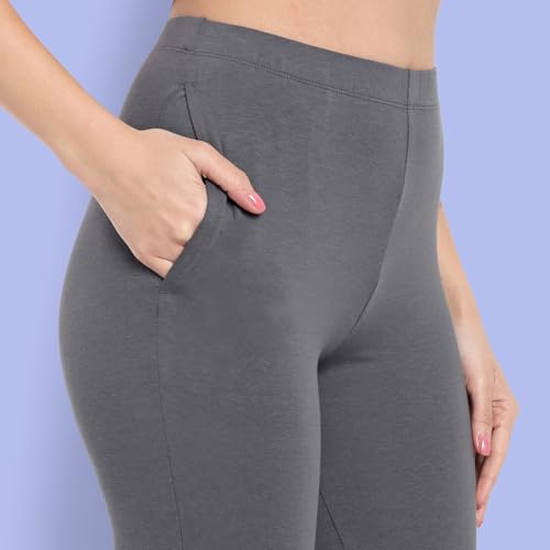 Image of ONE SKY Women Full Length Leggings | Cotton Modal Spandex Blend | High Waist Stretchable & Bio-Washed Fabric | Colour-Lock Technology | Comfortable Leggings for Women