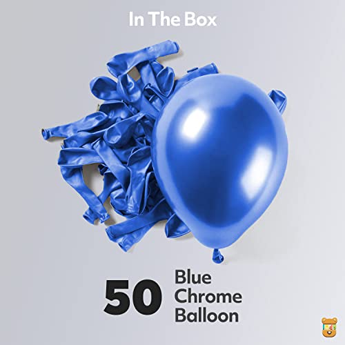 Image of ITAF 50 Pcs Blue Metallic Chrome Balloons with Shiny Surface For Birthdays /Anniversary /Engagement /Baby Shower /bachelorette Party Decorations