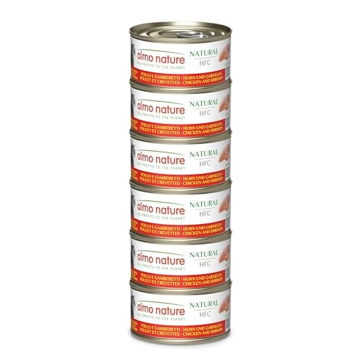 Almo Nature Megapack con Pollo e Gamberetti -Cibo umido naturale per gatti adulti (6 x 70gr-lattina)