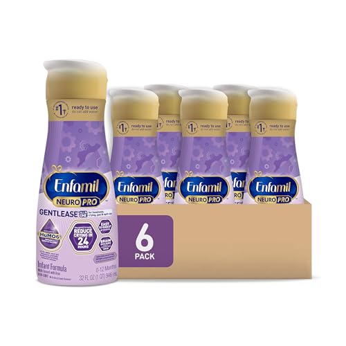 Image of Enfamil NeuroPro Gentlease Baby Formula, Brain Building DHA, HuMO6 Immune Blend, Designed to Reduce Fussiness, Crying, Gas & Spit-up in 24 Hrs, Ready-to-Feed Infant Formula, Liquid, 32 Fl Oz (6 Count)