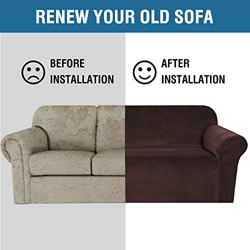 image for H.VERSAILTEX Stretch Velvet Sofa Covers for 3 Cushion Couch Covers Sof