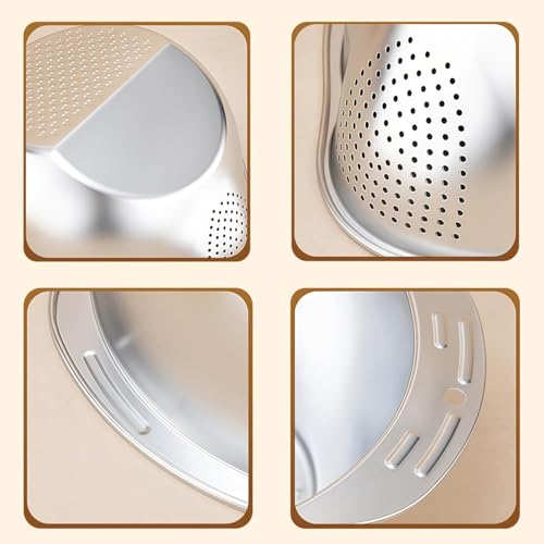 Image of Rice Washer Strainer Bowl, 4-in-1 Quinoa Washer Bowl Stainless Steel Rice Rinser Strainer Sink Colanders with Side Drainers Rinsing Fruits,Vegetables & Beans -Versatile Kitchen Tool