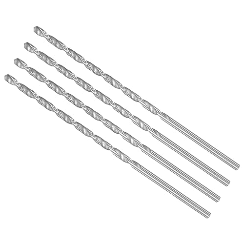 CoCud Extra Long Twist Brocas Brocas 4,5 mm x 160 mm Alta Velocidad Acero Twist Brocas Bit - (Aplicaciones: para Metal Carpintería Plástico Aluminio) 4 Uds