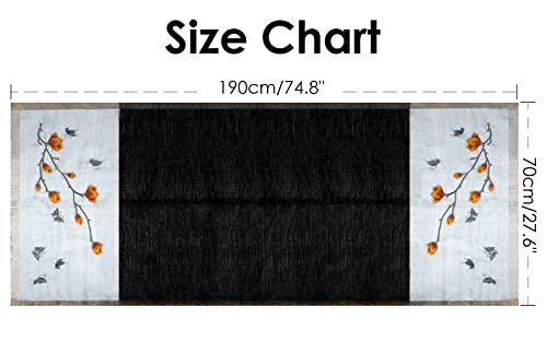 FEOYA Women's Long Muffler Silk Scarf Floral Embroidery Pattern Spring Autumn Shawl Scarf Wraps for Women White4