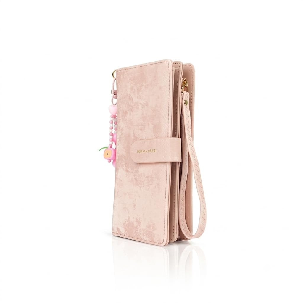 Momai Impex Women's Wallet with Wrist Strap and Charm, Pink-image-40