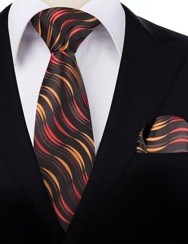 Image of Alizeal Mens 3.15'' Gradient Novelty Pattern Tie Set with Pocket Square Casual Color Tie Set