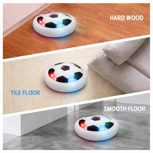 Image of Hover Football for Kids | Rechargeable LED Air Power Soccer Disc | Indoor Floating Football Toy with Soft Foam Bumper