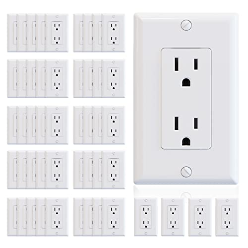 Recopilación de Rustideras eléctricas para comprar online. 45 ELEGRP Receptáculo decorativo blanco brillante, toma de pared eléctrica estándar de 15A 125V, 2 polos y 3 cables, resistente a manipulaciones, 5-15R, con placa de pared, listado...