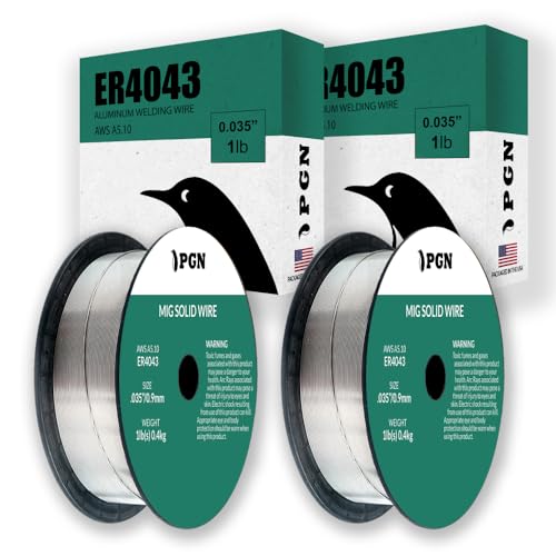 (2 Pack) PGN Aluminum MIG Welding Wire - ER4043 .035 Inch, 1 Pound Spool - Aluminum MIG Wire with Silicon for Puddle Fluidity and Enhanced Weld Durability - For All Position Gas Welding