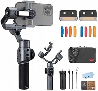 Zhiyun Smooth 5S Combo Gray Gimbal Stabilizer for Smartphone iPhone 14 13 12 11 X 8 Pro Max Plus Samsung Android for Youtube Tiktok Vlogging Zhiyun smooth 5 Phone Gimbal upgraded+1PCS Mini LED Light