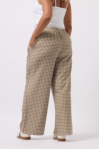 Yours Curve Women's Plus Size Gingham Wide Leg Pants Light Green3
