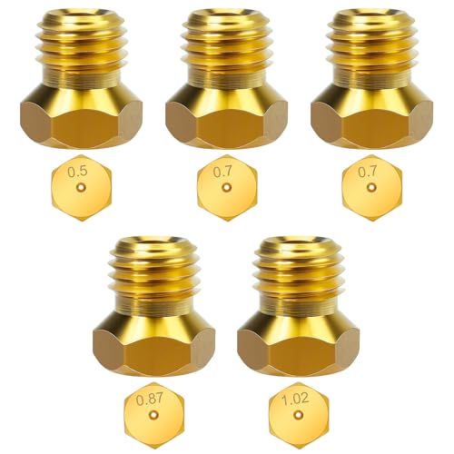 5Pcs Gicleur gaz Butane Universels pour plaque de cuisson au gaz naturel GPL, jets, buses et injecteurs, 1 de 0,5 cm, 2 de 0,7 cm, 1 de 0,87 cm, 1 de 1,02 cm