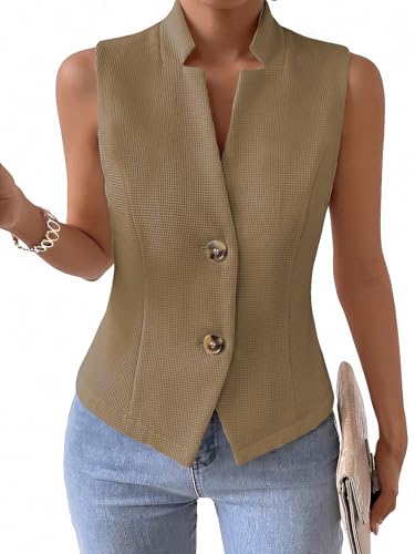 Image of Mina Self Women's 2026 Summer Lightweight Knit Vest Top - Breathable Stretchy Floral Trendy Casual Work Office Slim Waistcoat