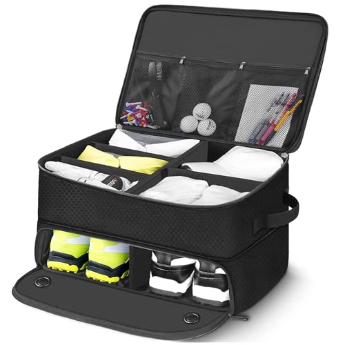 MIDOGAT Organizer per bagagliaio da golf a 2 strati, impermeabile, con scomparto separato per riporre 2 paia di scarpe e altri accessori da golf, regali per uomini e donne