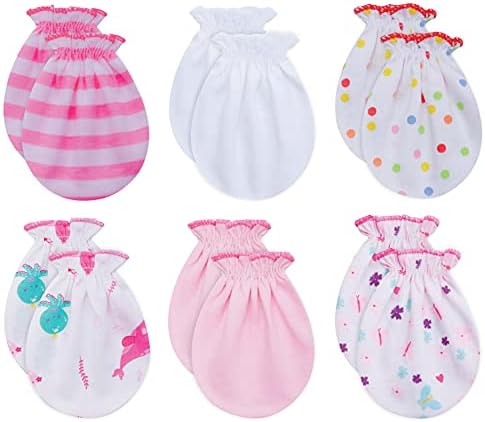 RATIVE Newborn Baby Hand Cotton Gloves Sleep Sleeping No Scratch Mitten Mittens Mitts Set for 0-3 0-6 Months Boy Boys Girl Girls (Newborn 0-6 Months,g46)