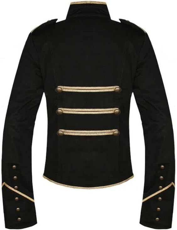 chenggong Adult Gothic Steampunk Costume Men Gold Black Military Marching Drummer Parade Jacket