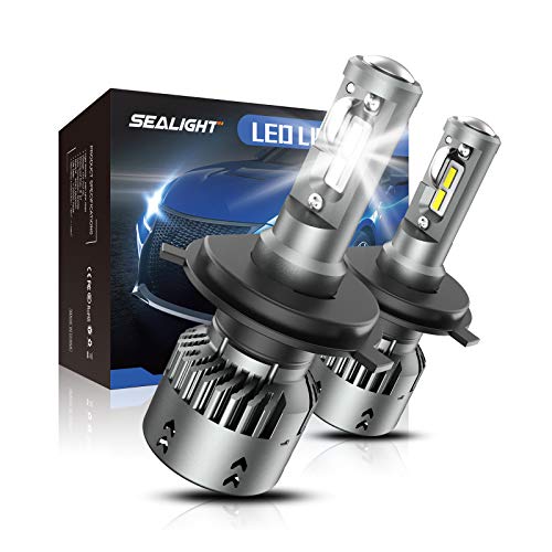 SEALIGHT Scoparc S2 H4/9003/HB2 LED Headlight Bulbs, 9003 LED High Beam Low Beam, 1:1 Halogen Bulb Design, 15000LM 6500K LED Conversion Kit with Fan, Pack of 2