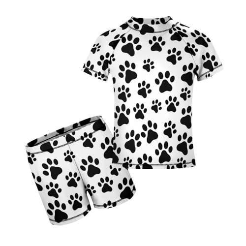 Cute Dog Paw PrintChildren's Swimsuits Boys Two Piece Suit10-12Y（150cm）