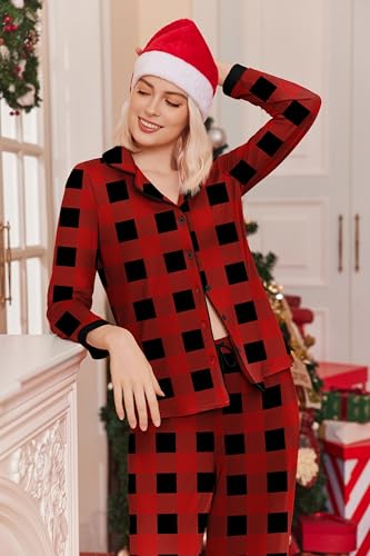 Ekouaer Womens PJ Set Long Sleeve Lounge Set Button Down Loungewear - image 5