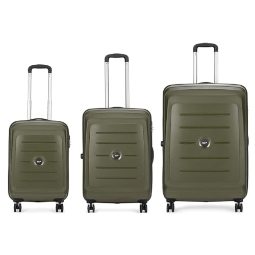 Image of VIP Corsa 3 Pc Set Cabin 55 Cm (Small) Check-in 66 Cm (Medium) Check-in 76 Cm (Large) 8 Wheels Trolley Bags for Travel, Hard Case Lightweight Bag with Combination Lock Suitcase for Travel (Green)