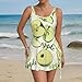 Spaghetti Strap Mini Dress for Womens Green Apples Scoop Neck Side Drawstring Sexy Beach Split Dress XS
