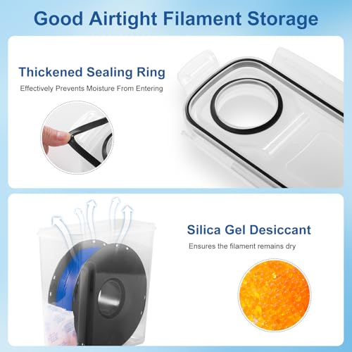 Image of 3D Printer Filament Dry Box, 4-Pack Airtight 4.0L Storage Container with Desiccant Bags & Labels, Transparent Dust-Proof Organizer for 1KG Spools, 3D Printing Accessories (4)