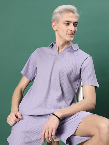 Image of Rigo Cotton Blend Waffle Knit Self Textured Co-Ord Set For Men's|Night Suit Set|Lounge-Wear Pajama Set|Night Wear, Beach Wear, Vacation Wear