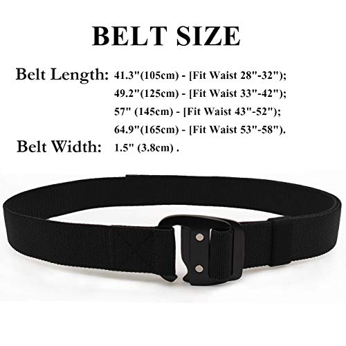 Wyuze Mens Tactical Belt Military Elastic Stretch Duty Riggers Belt Metal Buckle (Black Elastic Belt-Metal Buckle, Fit Waist Size 28"-32") #TOP4