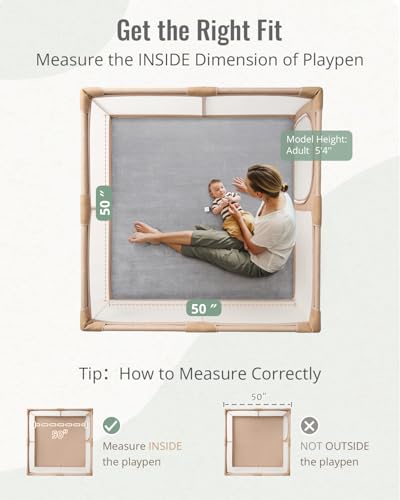 Image of Blissful Diary 1.3 inch Thick Baby Play Mat, 50x50 Playpen Mat with Removable & Washable Cover, Ultra Soft Crawling Rug for Floor, Foam Cushion & Non-Slip Backing for Kid, Toddlers and Infants, Light Grey