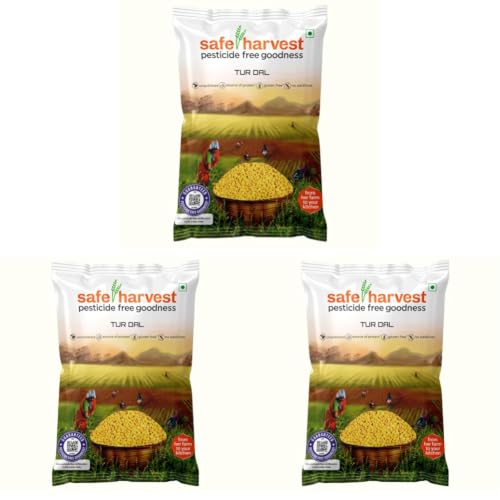 Image of Safe Harvest Unpolished Tur Dal /Arhar Dal | Pesticide-Free | Protein-Rich & Vegan | Natural & Chemical-Free | Sourced from Women Farmers | Tested for 231 Pesticides | 1 kg (Pack of 3)