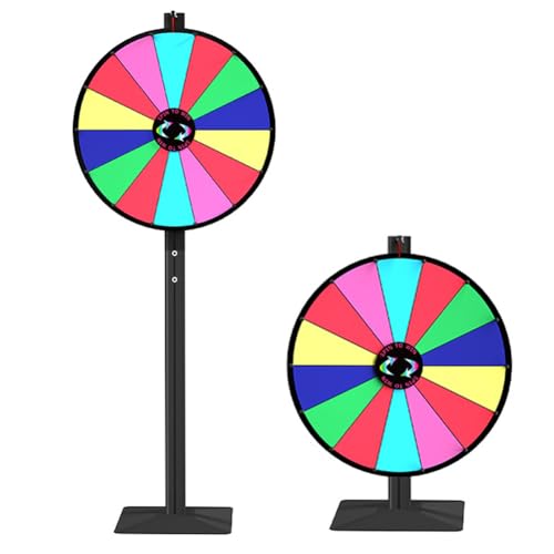 Zertylre 24 inch Spinning Prize Wheel with 14 Color Slots Adjustable Tabletop and Floor Stand Fortune Wheel Spinner for Prizes Carnival Trade Show Party